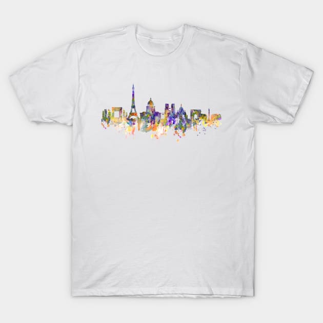 Colorful Paris Skyline T-Shirt by Marian Voicu